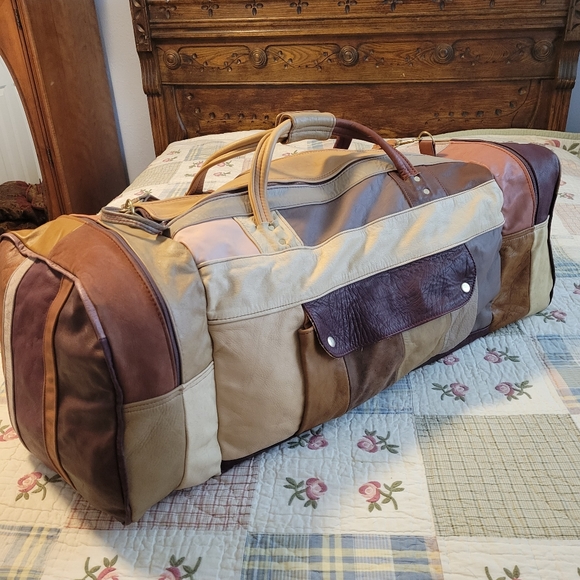 Retro Chic Bags Extra Large Leather Patchwork Duffel Bag Poshmark